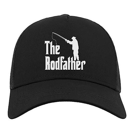 Generic the rodfather funny fishing godfather parody cappello da baseball con berretto da camionista in cotone a mezza rete nero