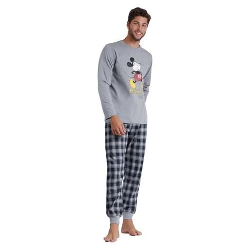 Disney pigiama da uomo a maniche lunghe mickey grey, grigio, xl