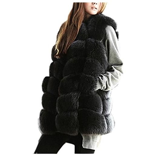 Dawwoti donna finta pelliccia gilet gilet senza maniche gilet lungo giacca invernale cappotto di pelliccia finta