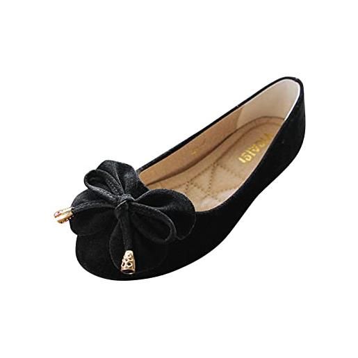 Generic scarpe da balletto da donna, comode, con punta rotonda, in pelle scamosciata, con fiocco e tacco basso, sandali eleganti per matrimoni, sandali estivi, antiscivolo, lilla 1, 42