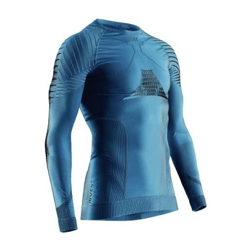 X-Bionic invent 4.0 maglia termica manica lunga a compressione uomo running, sci, ciclismo, fitness e sport invernali, blu, m