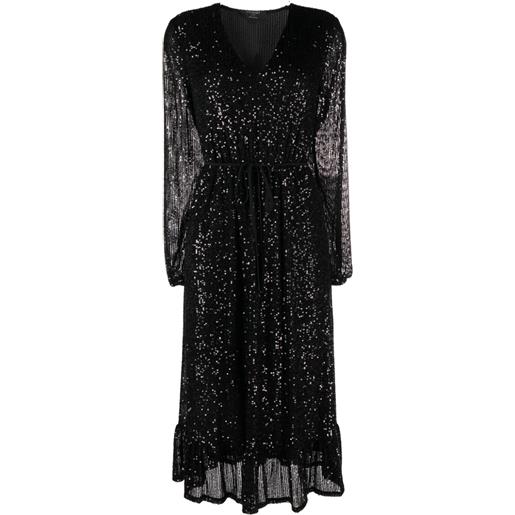 TWINSET abito midi con paillettes - nero