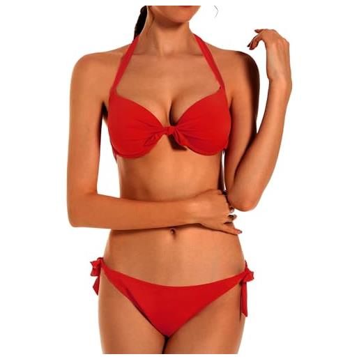 EONAR bikini donna costume da bagno spingere verso l'alto reggiseno mare due pezzi bikini coordinati(xxl, red)