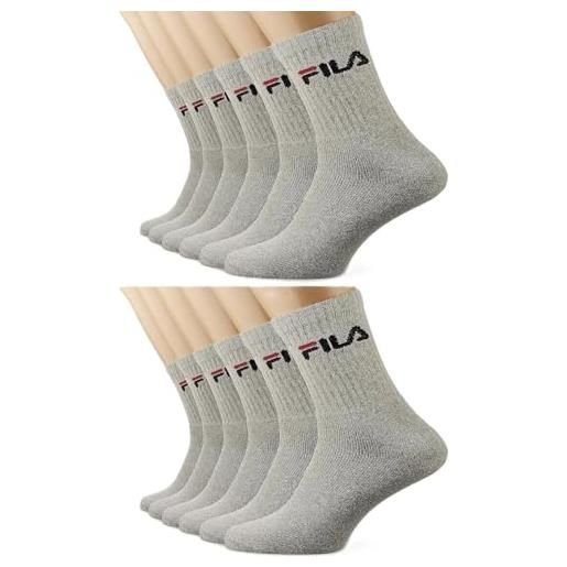 FILA calze sportive (pacco da 12) uomo (it, numero, 43, 46, regular, regular, grigio)