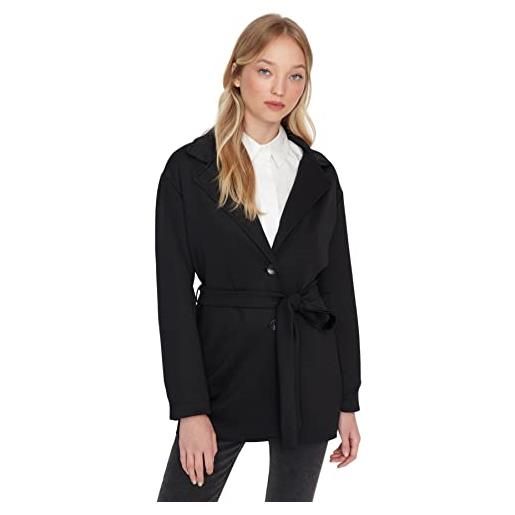 Trendyol giacca oversize tinta unita con colletto con risvolto cappotto, nero, l donna
