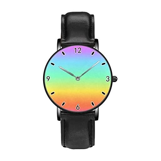 Generic sfondo arcobaleno personalità affari casual orologi da polso uomo donna quarzo orologi da pol, nero