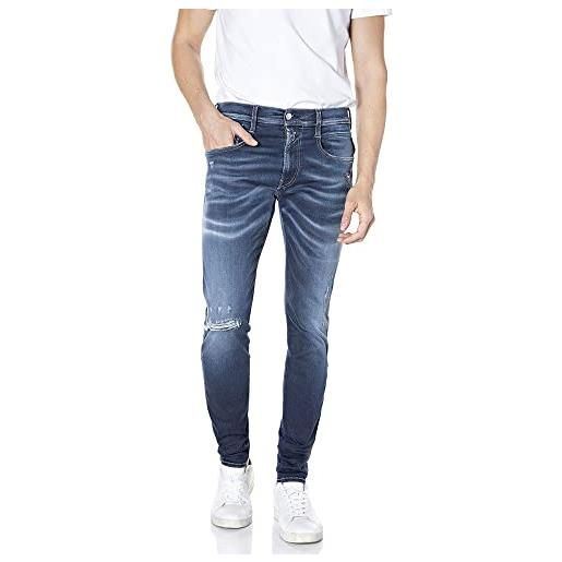 REPLAY jeans uomo anbass slim fit hyperflex elasticizzati, blu (dark blue 007), w30 x l32