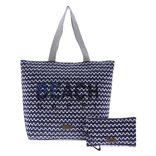 For Time sole, borsa navicella da spiaggia donna, blu, 34x15x39 cm