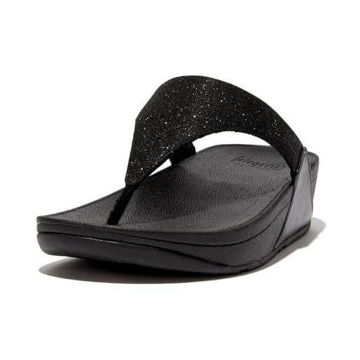 Fitflop sandali lulu shimmerlux toe-post, donna, tutto nero, 38 eu