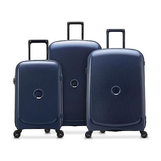 DELSEY PARIS belmont plus - set di 3 valigie rigide per bagagli, ultra leggero, bagaglio a mano 55 cm, bagaglio a mano media 76 cm, borsa 82 cm, colore: blu
