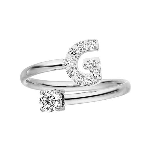 Purelei® anello con lettere - anello da donna in acciaio inox durevole - anelli impermeabili - anelli regolabili dalla taglia 50 alla 60 - gioielli alla moda per il tuo look personalizzato, gemma, 