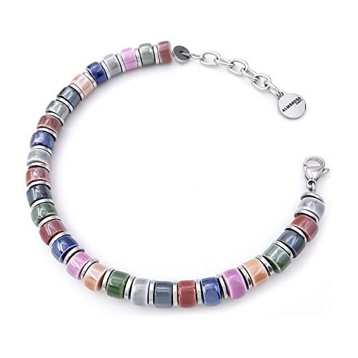 ALMENDRA bracciale da uomo in ceramica colorato pietre dure ematite regolabile perle perline braccialetto ragazzo (autumn)