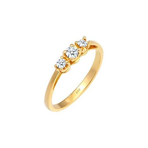 DIAMORE anelli donna impegno trio prezioso con diamante (0,22 ct) in oro giallo 585