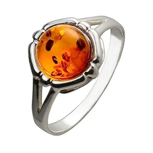 HolidayGiftShops anello clara in argento sterling e ambra baltica con miele: 8,5