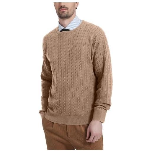 Kallspin maglione pullover da uomo a maniche lunghe in misto lana con scollo tondo(grigio chiaro, 3xl-tall)