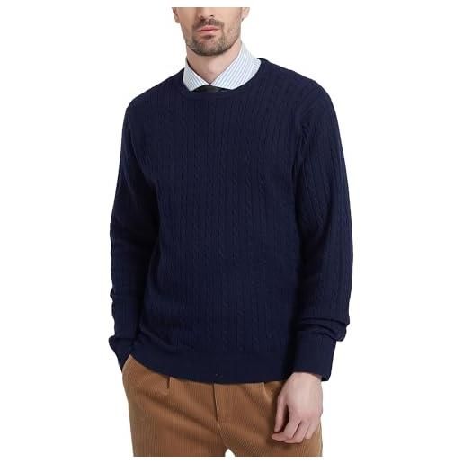 Kallspin maglione pullover da uomo a maniche lunghe in misto lana con scollo tondo(blu navy, 2xl-tall)
