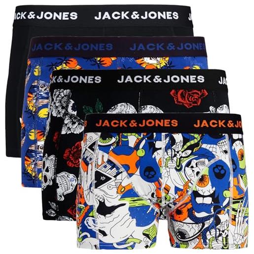 JACK & JONES set di 4 boxer da uomo trunks shorts cotone mix mutande core s m l xl xxl #13, l