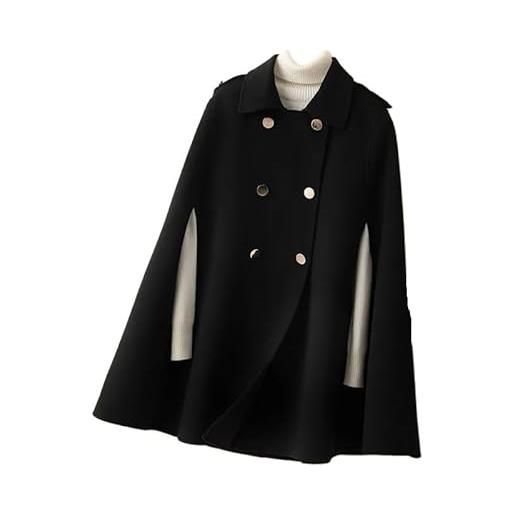 DHDHWL cappotti di cashmere da donna a mantella lunga cappotto di cashmere sciolto double face autunnale capispalla di cashmere femminile (color: nero, size: s)