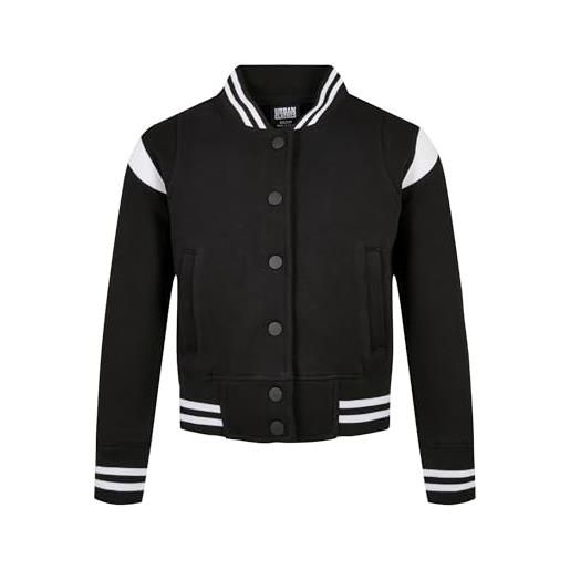 Urban Classics girls inset college sweat jacket giacca, nero/bianco, 122 cm-128 cm bambina