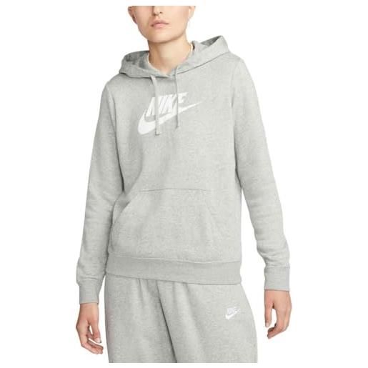 Nike sportswear club fleece felpa, bianco grigio, l donna