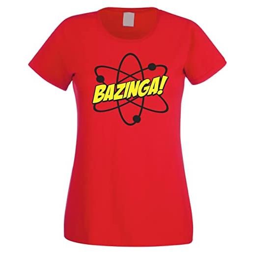 CHEIDEASTORE t-shirt sheldon bazinga atomo filled donna maglietta ispirata big bang theory (nero, small)