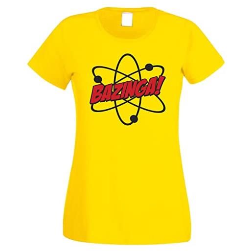 CHEIDEASTORE t-shirt sheldon bazinga atomo filled donna maglietta ispirata big bang theory (rosso, medium)