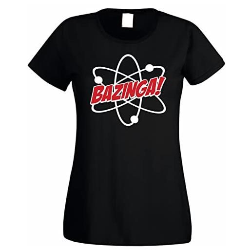 CHEIDEASTORE t-shirt sheldon bazinga atomo filled donna maglietta ispirata big bang theory (rosso, small)