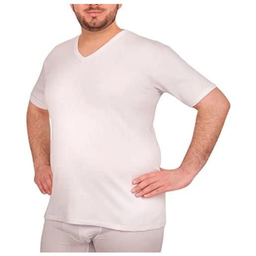 SalGiu maglia intima taglie forti (3 pezzi) 100% caldo cotone uomo felpata mezza manica scollo a v invernale (9, blu nero grigio)