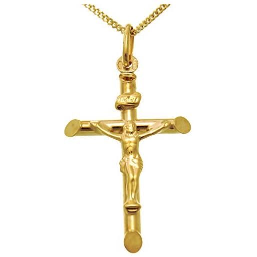 Scottish Jewellery Shop ciondolo a forma di crocifisso, croce, in oro 9 carati, con catena lunga 45,7 cm e scatola regalo - adatto per uomo o donna