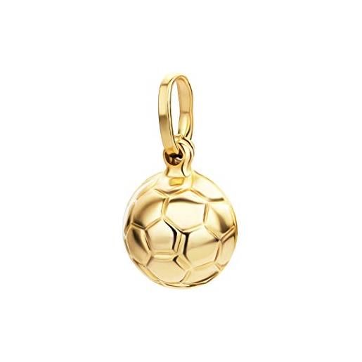 PRINS JEWELS piccolo ciondolo a forma di pallone da calcio, in oro giallo 585, 14 carati