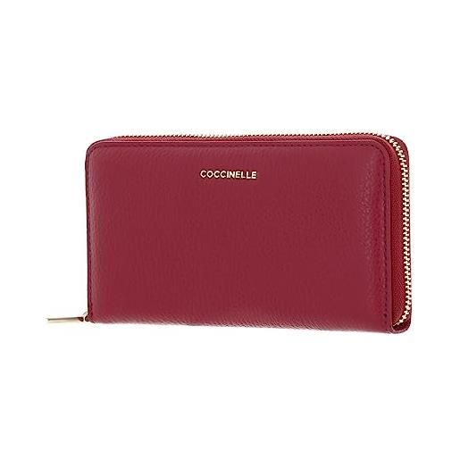 Coccinelle metallic soft wallet grained leather garnet red