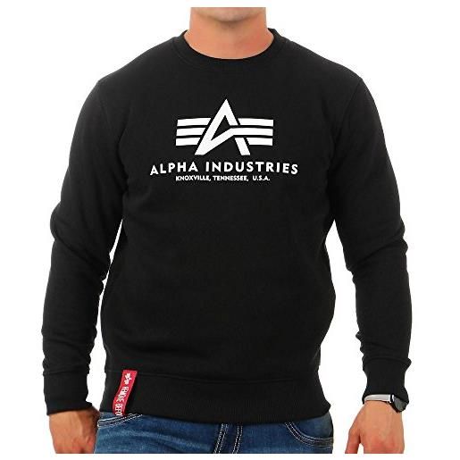 Alpha industries basic sweater felpa da uomo maglione, black, m