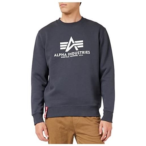 Alpha industries basic sweater felpa da uomo maglione, grey heather, xxl