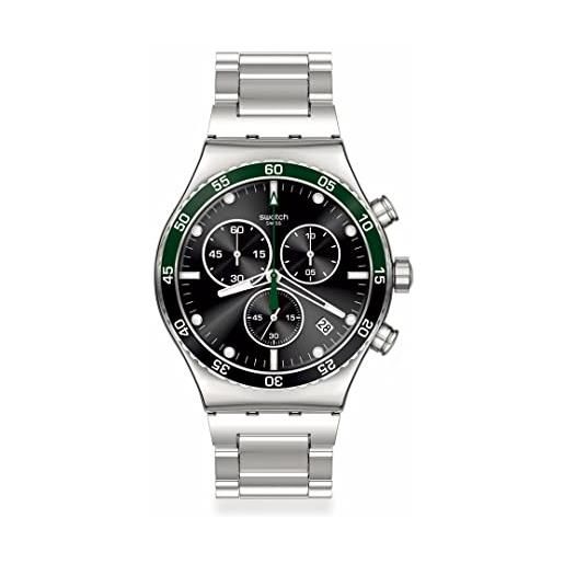 Swatch yvs506g orologio da polso irony chrono verde scuro, grigio, grigio, tipo bracciale, grigio, tipo di bracciale
