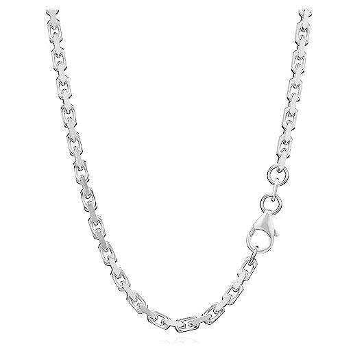 NKlaus collana con catena ad ancora solida di 42 cm in argento 925 placcato diamante larga 3,00 mm 8957