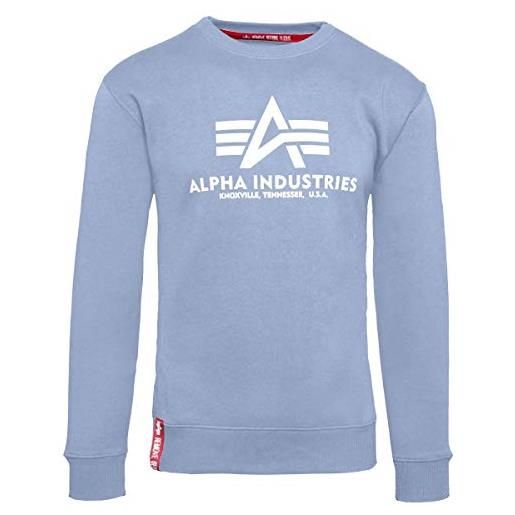 Alpha industries basic sweater felpa da uomo maglione, light blue, m