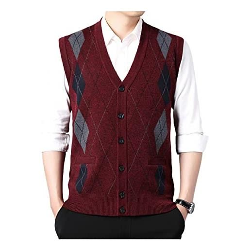 MeiLayM maglione gilet da uomo cardigan con scollo a v, con bottone cardigan slim fit casual elegante corpetto maglia cardigan
