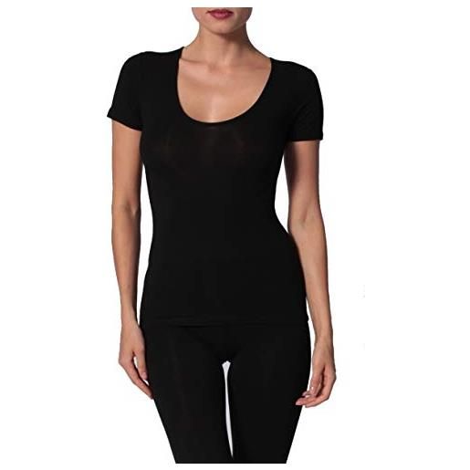 Egi t-shirt donna manica corta in cotone modal elasticizzato maglietta Egi (xl, nero)
