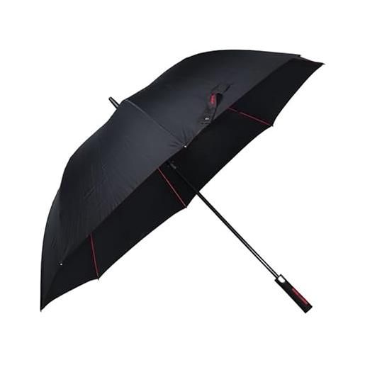 VIRSUS ombrello da pioggia maxi 8 stecche con manico dritto 9516, tessuto pongee, apertura automatica, aste e struttura in fibra, impugnatura ergonomica, ombrello gigante (blu dettagli rossi)