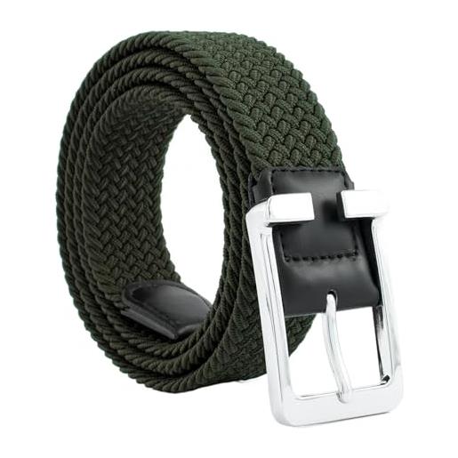 SpaRcz cintura elastica in nylon intrecciato con fibbia ad ardiglione in lega elastica per uomo, verde militare