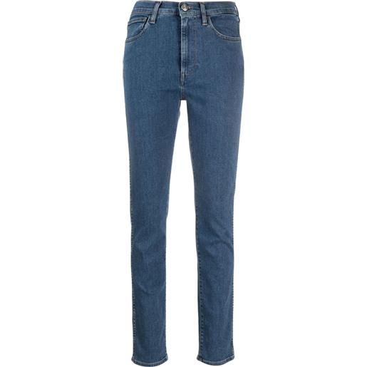 3x1 jeans straight authentic slim con vita alta - blu