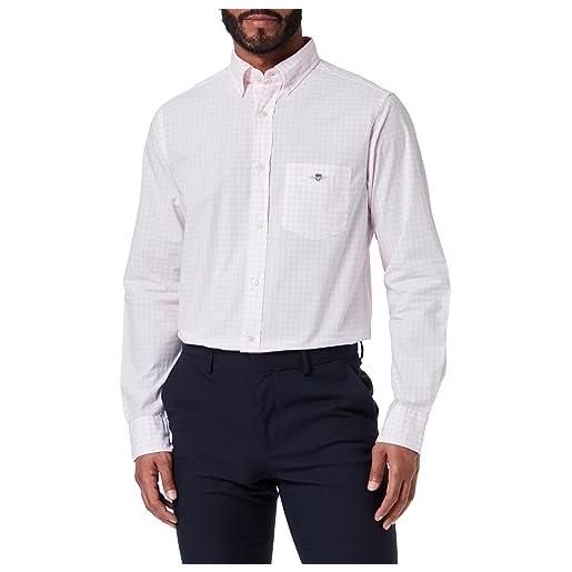 GANT reg poplin gingham shirt, camicia elegante uomo, rosso ( light pink ), l