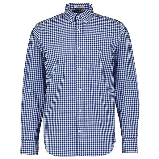 GANT reg poplin gingham shirt, camicia elegante uomo, blu ( college blue ), xl