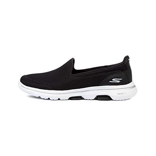 Skechers go walk 5, sneaker infilare donna, nero black textile trim, 40.5 eu