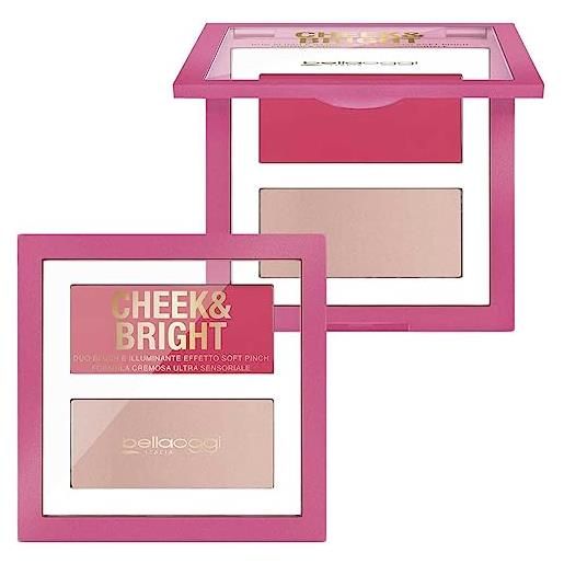 BELLAOGGI palette blush e illuminante in crema cheek & bright, cheeky pink