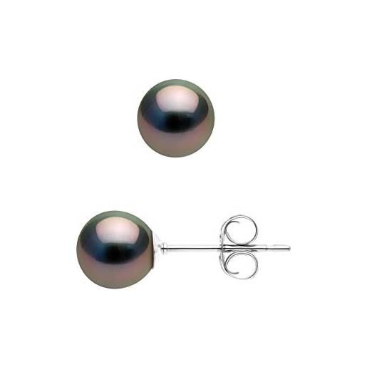 PEARLS & COLORS NATURAL FINE PEARLS pearls & colors - orecchini vere perle di coltura di tahiti rotonde 7.5-8 mm - qualità a+ - disponibile in oro giallo e oro bianco - gioilli donna