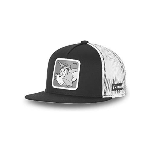 Capslab cappellino trucker tom flat brim berretto baseball cap taglia unica - nero-bianco
