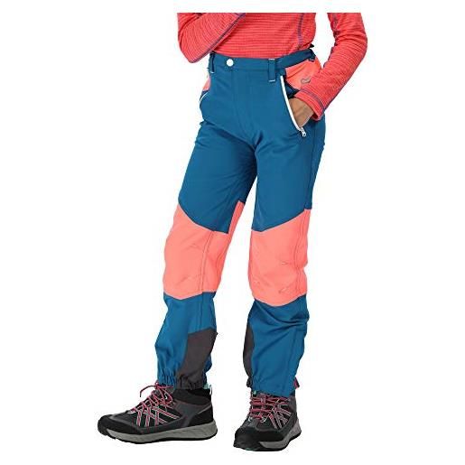 Regatta ' tech mountain' walking trousers, pantaloni bambino, petrol blue/fiery coral, 7-8