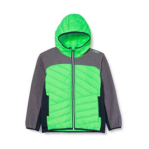CMP - giacca in knit-tech da bambini con cappuccio fisso, verde fluo, 104