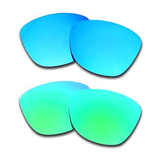 SOODASE per oakley frogskins occhiali da sole blu/verde 2 pairs lenti di ricambio polarizzate